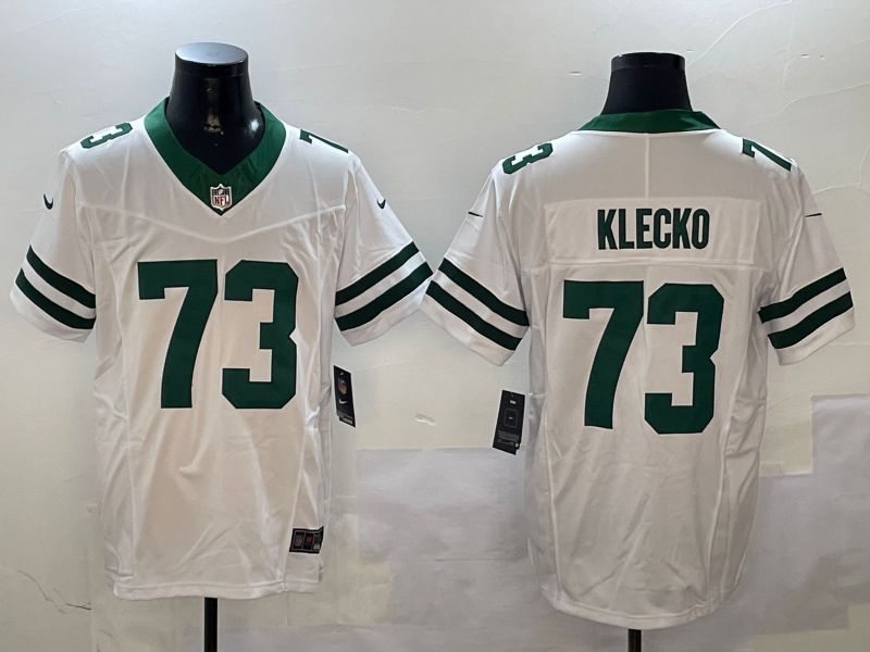 Men New York Jets 73 Klecko White Throwback three generations 2024 Nike Limited NFL Jersey style 2